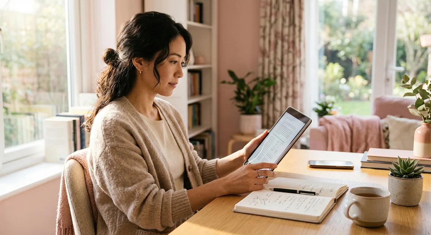 データを確認する30代女性のイメージ