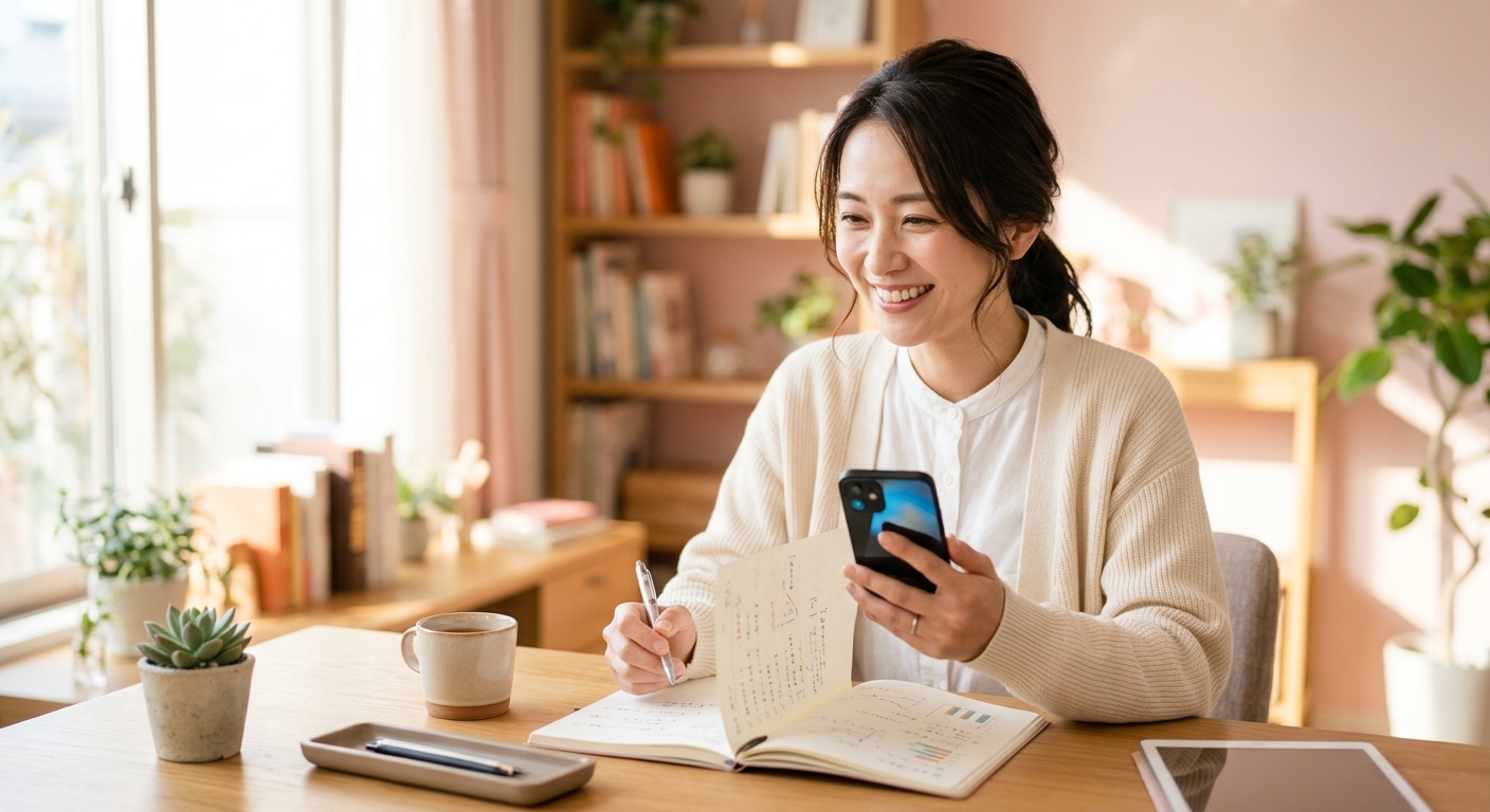 マリッシュの料金プランを比較する30代女性のイメージ